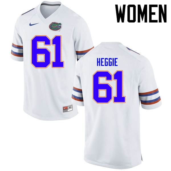NCAA Florida Gators Brett Heggie Women's #61 Nike White Stitched Authentic College Football Jersey HOZ5064GC